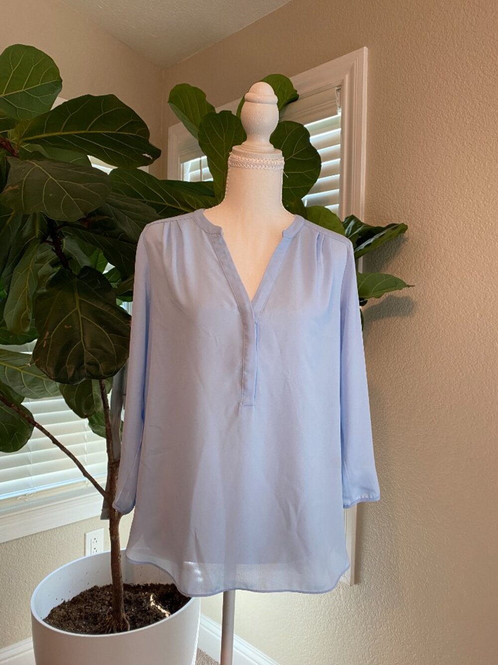 πΌ NYDJ Pintuck Blouse XS | Boho 3/4 Sleeve Pleated Top Flowy - Picture 6 of 14